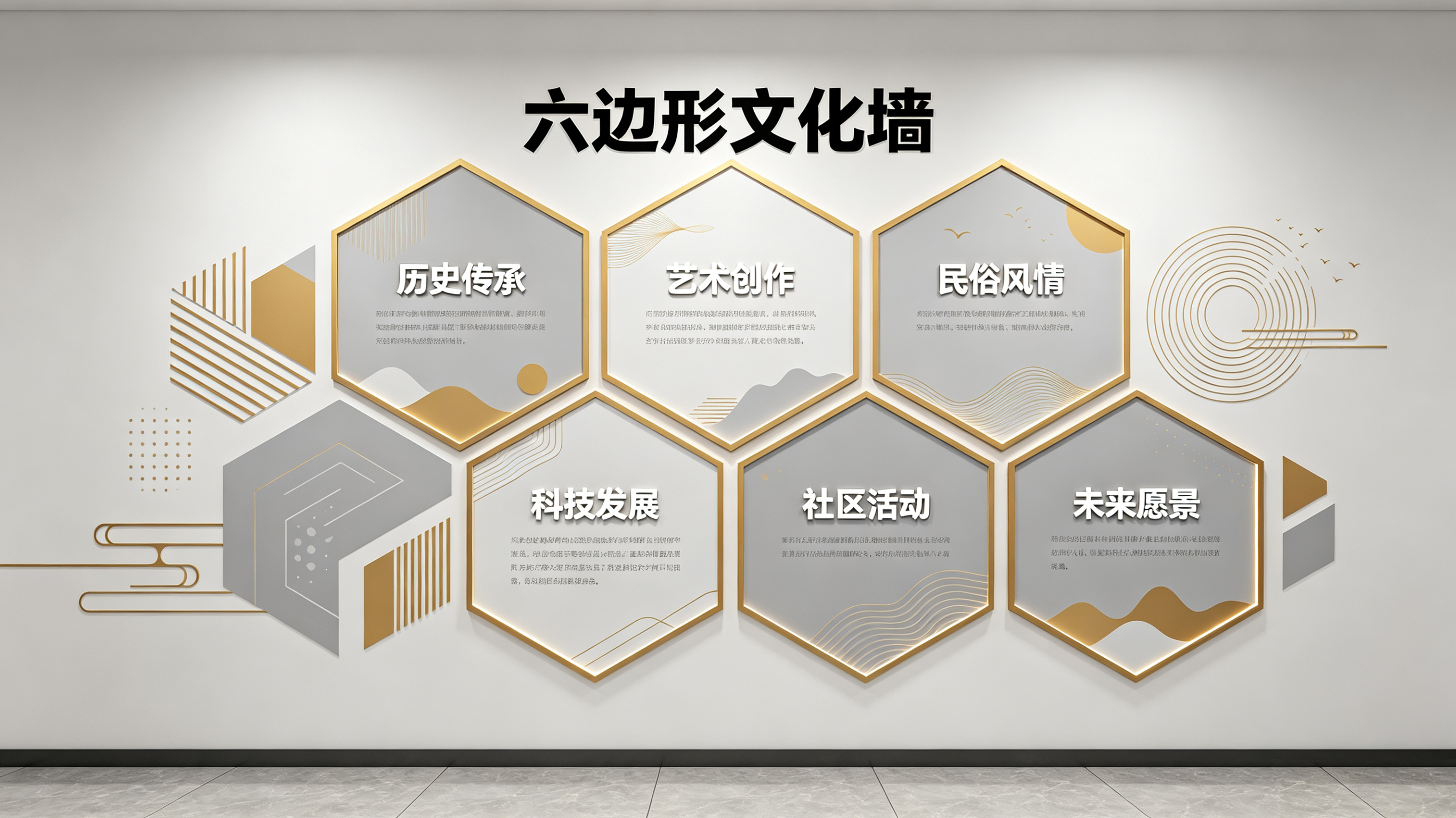 江陵企业文化墙 | 六边形信息美学